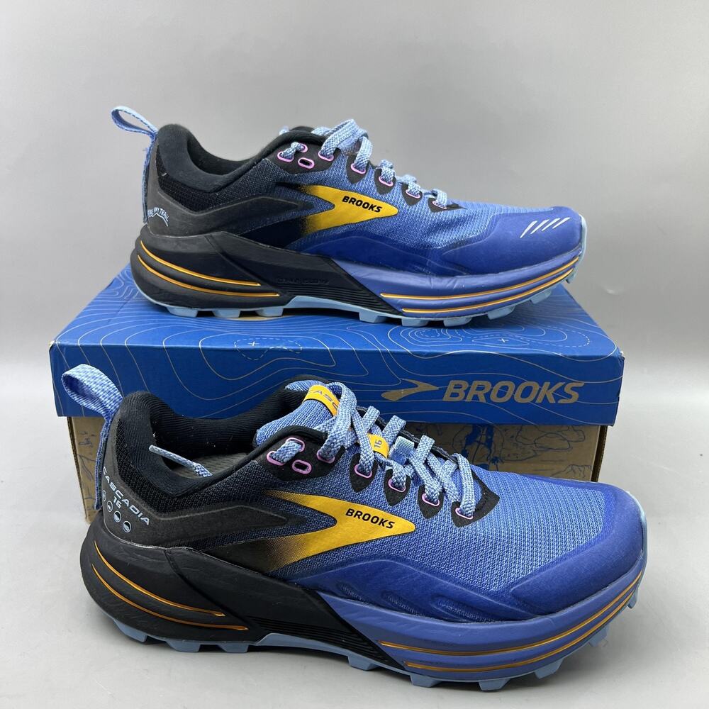 Brooks Cascadia 16 Trail Shoes Women Size 6 B Blue Black Comfort Low Sneakers